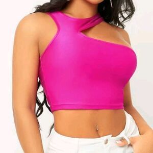 Hot Pink Cut Out Crop Top Sleeveless Tank S(4)